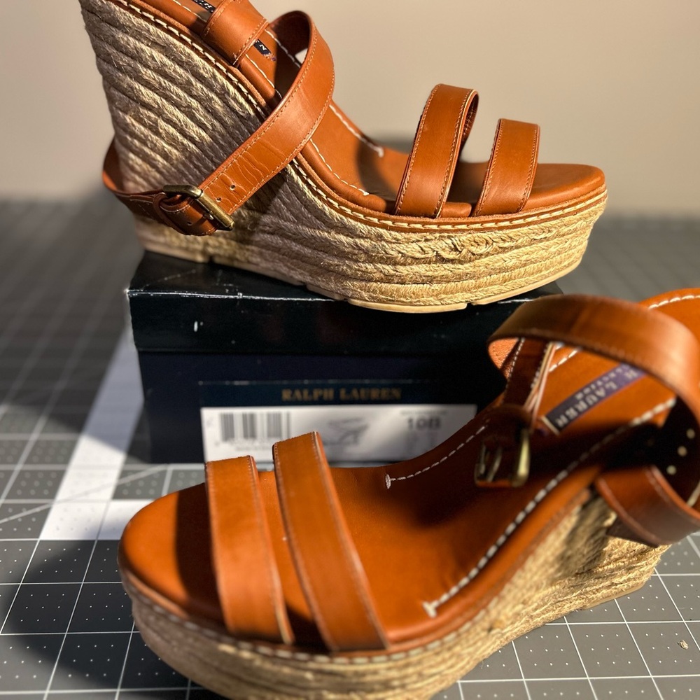 Ralph Lauren Women's Tan Wedge Sandals